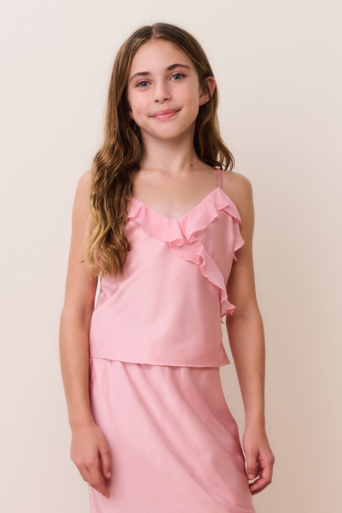 Tween Kalea Charmeuse Ruffle Top