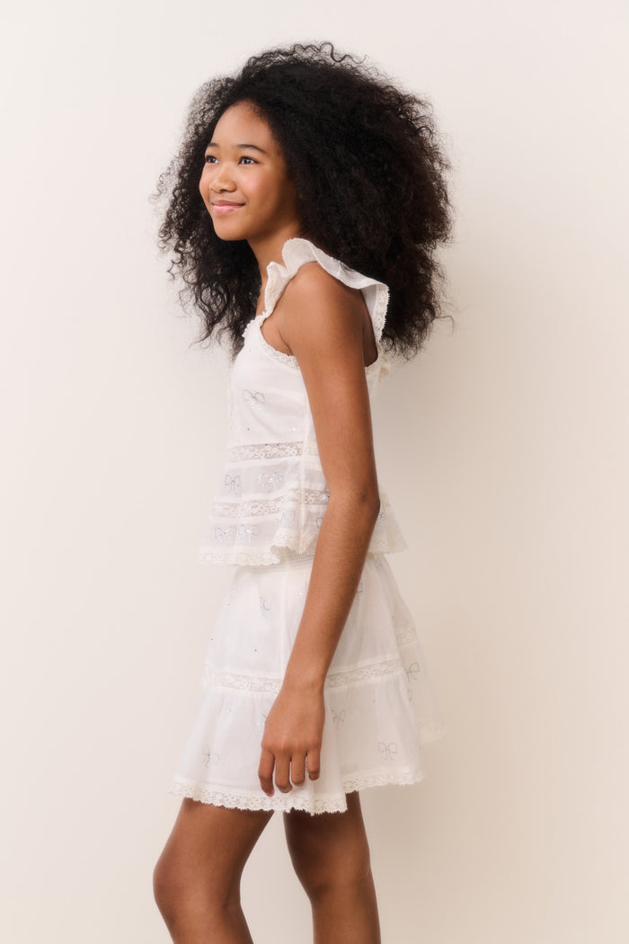 Tween Melsy Crystal Bow Cotton Top
