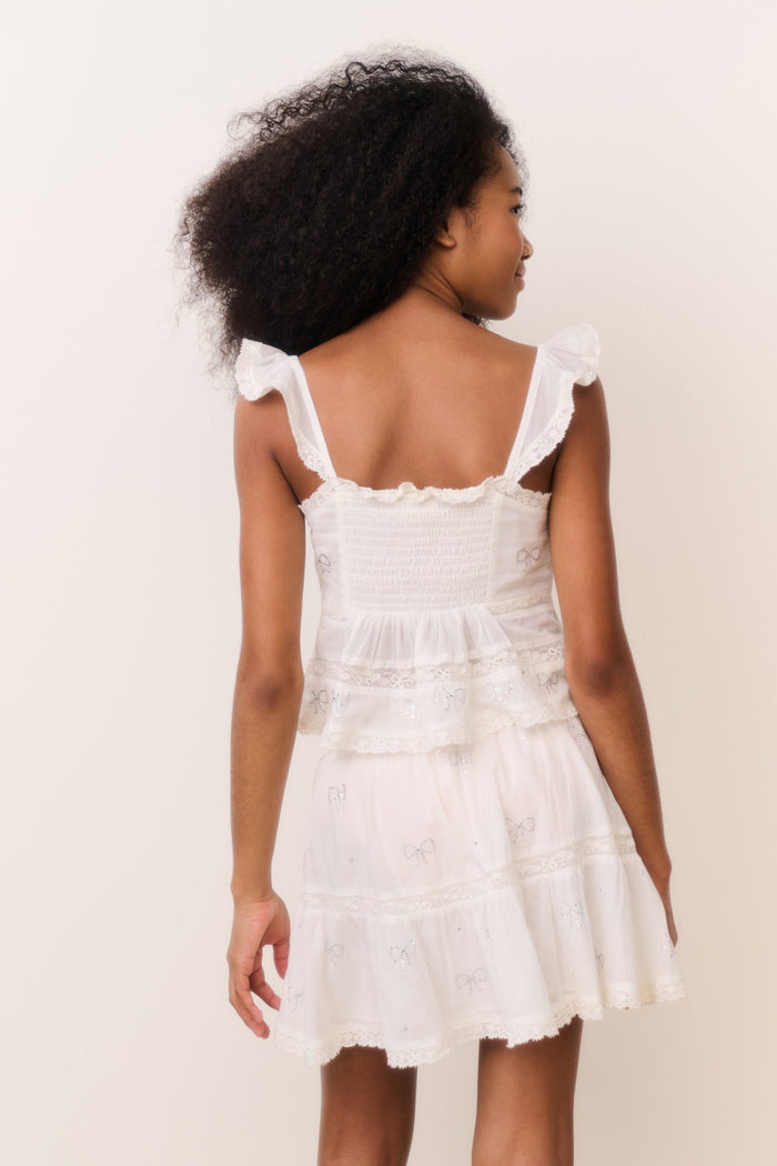 Tween Melsy Crystal Bow Cotton Top