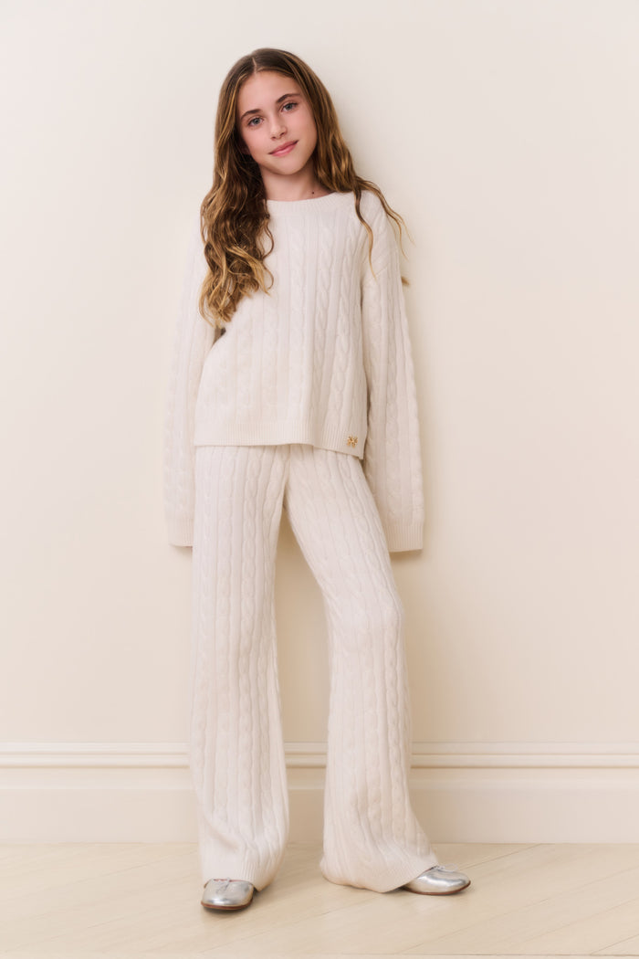 Tween Sallie Cable Knit Pullover