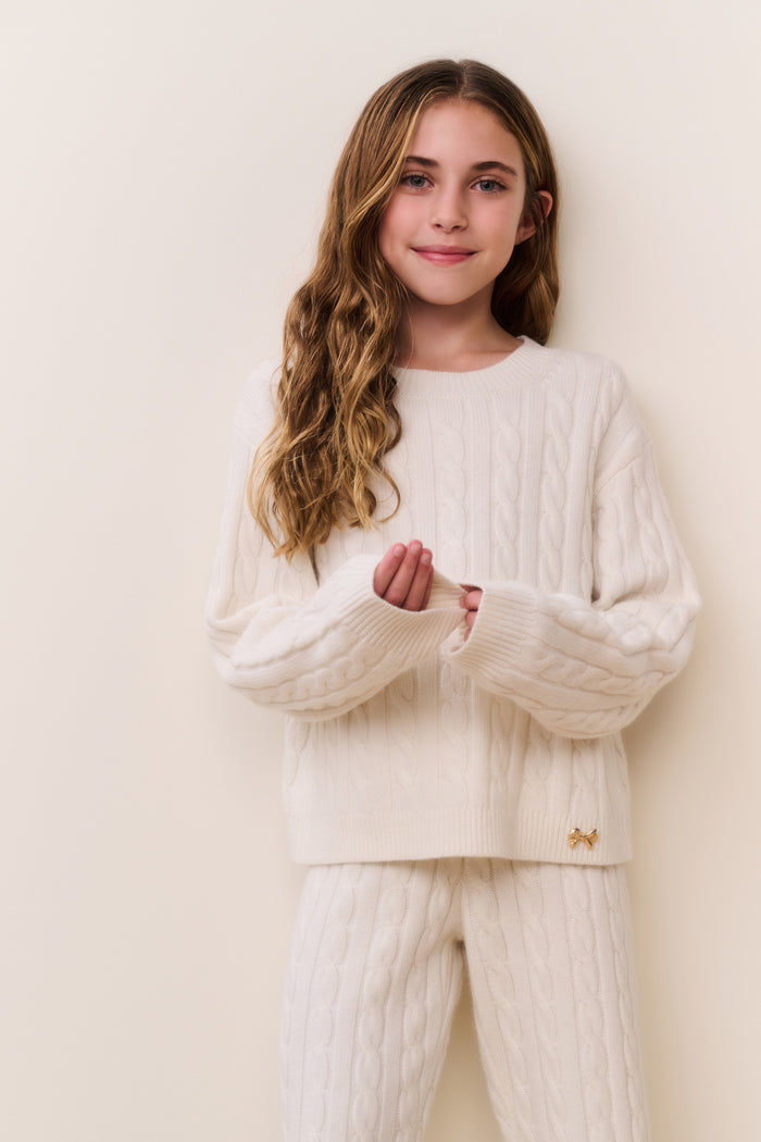 Tween Sallie Cable Knit Pullover