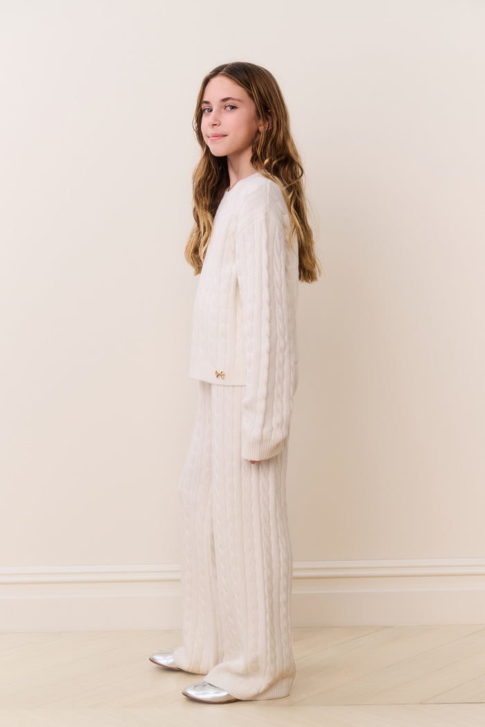 Tween Sallie Cable Knit Pullover
