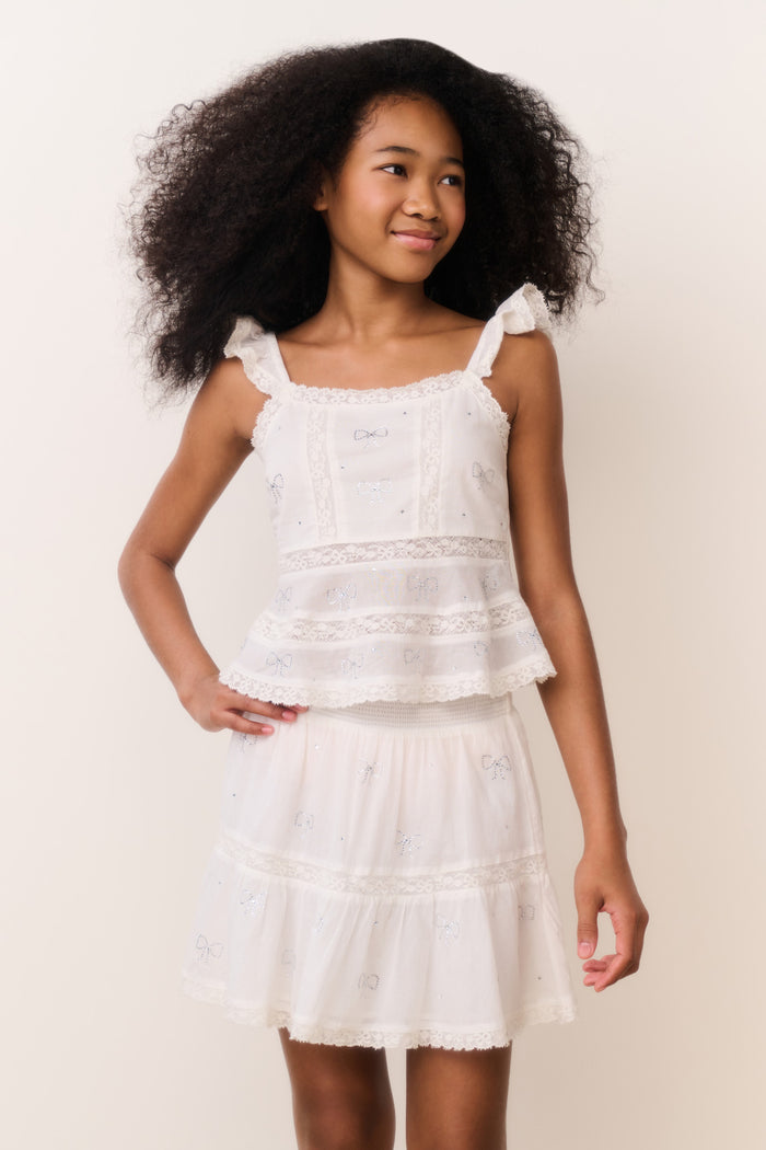 Tween Silano Crystal Bow Cotton Skirt