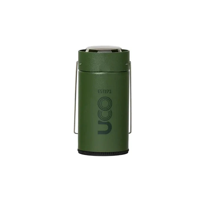 UCO Original Candle Lantern closed in Forest Green colour on a white background