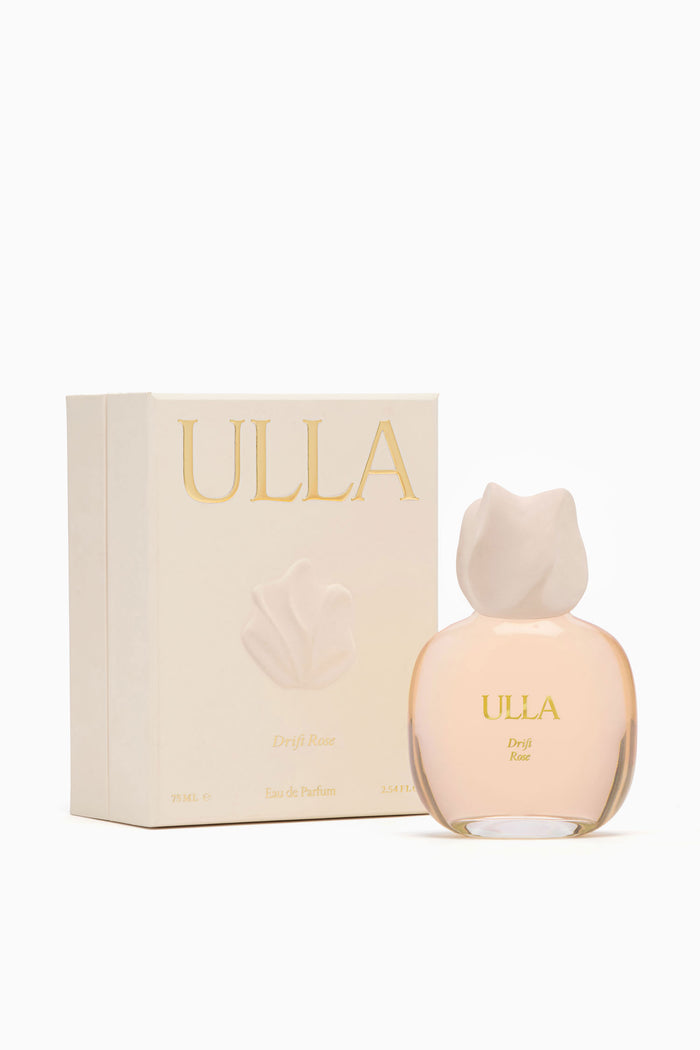 ULLA Drift Rose Luxury Fragrance Bottle with Cream Gift Box - Front View | Ulla Johnson
