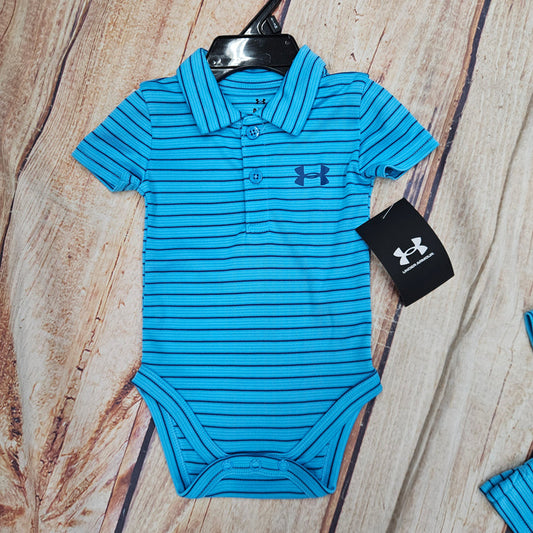 UNDER ARMOUR BOYS STRIPED POLO FRESCO BLUE