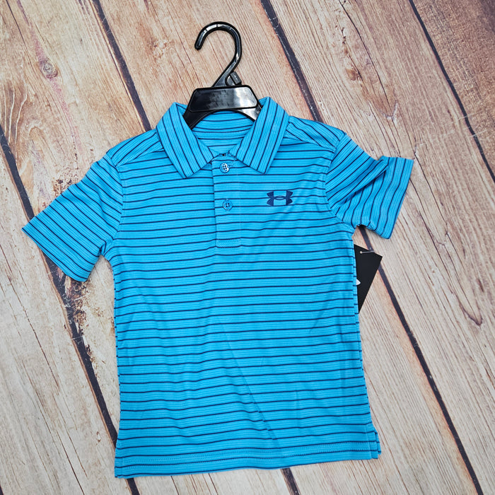 UNDER ARMOUR BOYS STRIPED POLO FRESCO BLUE
