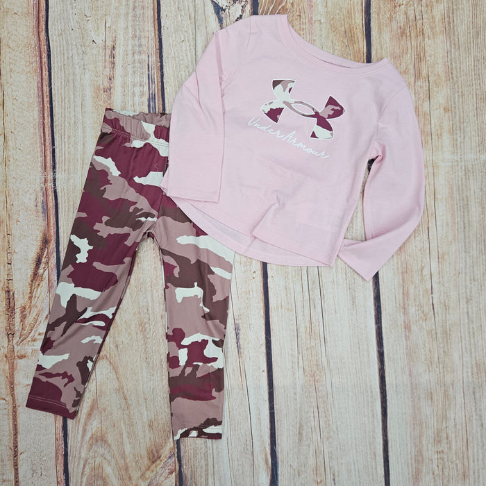UNDER ARMOUR GIRLS PINK CAMO SET 2PC