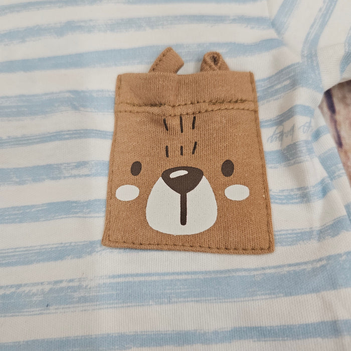 UP BABY STRIPED ONSIE WITH BEAR POCKET