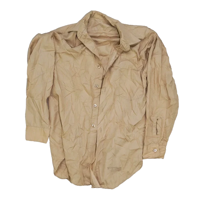 US Army 1950s Khaki Long Sleeve Service Shirt - 14x31, Small - US Army Surplus - Service Shirts