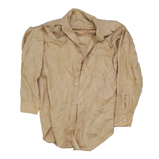 US Army 1950s Khaki Long Sleeve Service Shirt - 14x31, Small - US Army Surplus - Service Shirts