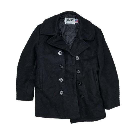 US Made Schott 740N Grey Pea Jacket - 40, Medium - Army & Outdoors - Great Coats