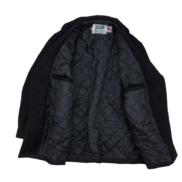 US Made Schott 740N Grey Pea Jacket - 40, Medium - Army & Outdoors - Great Coats