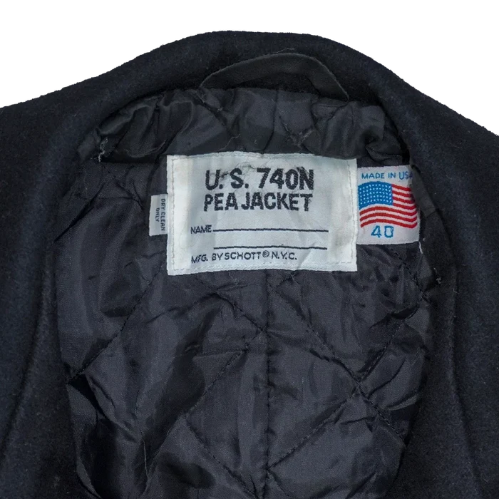 US Made Schott 740N Grey Pea Jacket - 40, Medium - Army & Outdoors - Great Coats