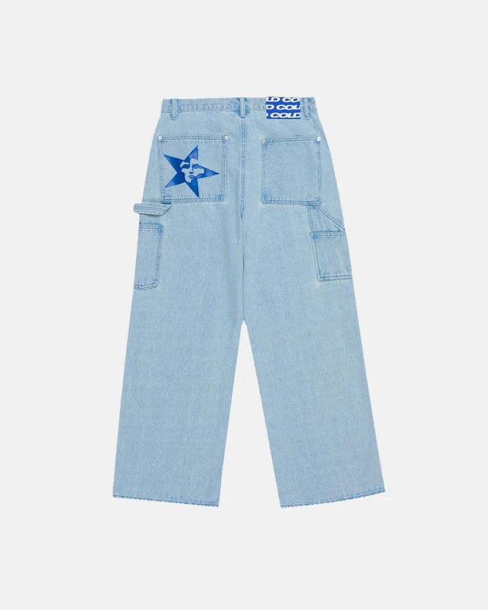 V1 CARPENTER PANTS LIGHT DENIM - light blue denim carpenter pants, back view - Cold Culture