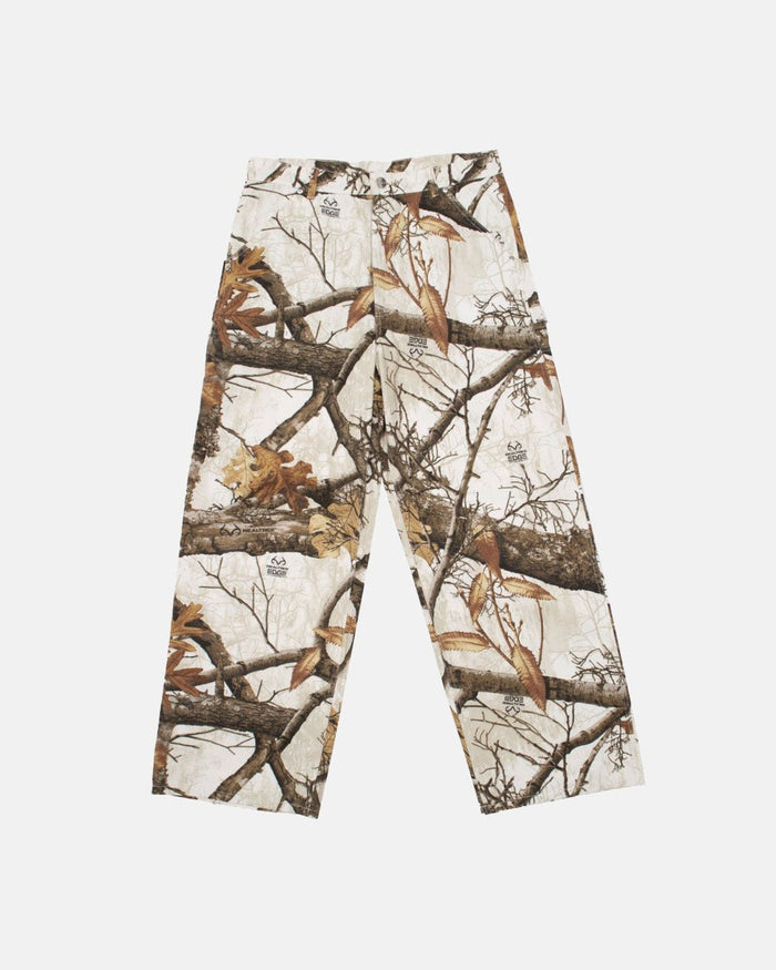 V1 CARPENTER PANTS REALTREE WHITE - white realtree camo carpenter pants, front view - Cold Culture