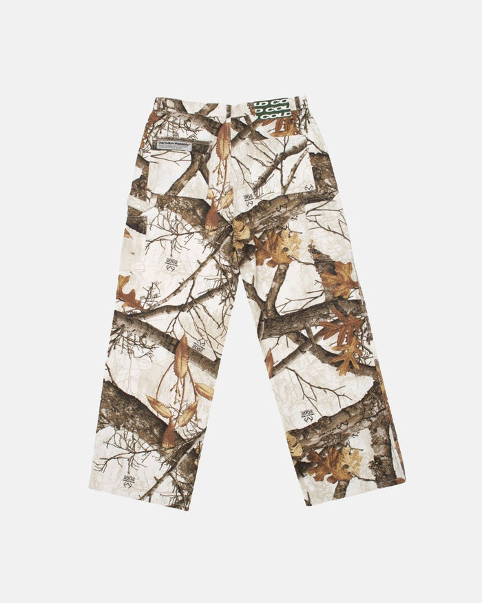 V1 CARPENTER PANTS REALTREE WHITE - white realtree camo carpenter pants, back view - Cold Culture