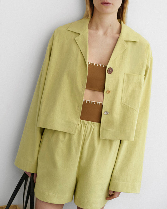 Vally - Washed Calico Shirt - Sage