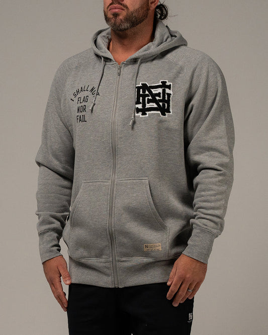 VARSITY PATCH ZIP UP - GREY