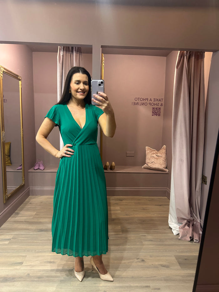 VISO FAKE WRAP MIDI DRESS (ULTRAMARINE GREEN)