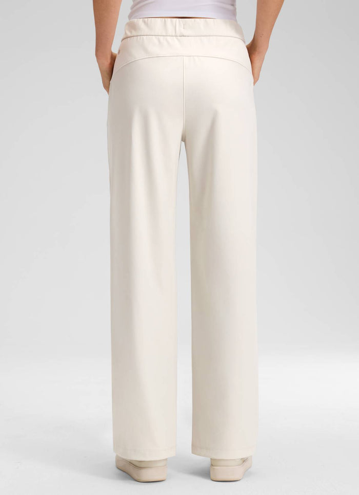 CRZ YOGA Women's Business Drawstring Pocket Straight Leg Pant 30" Milky White