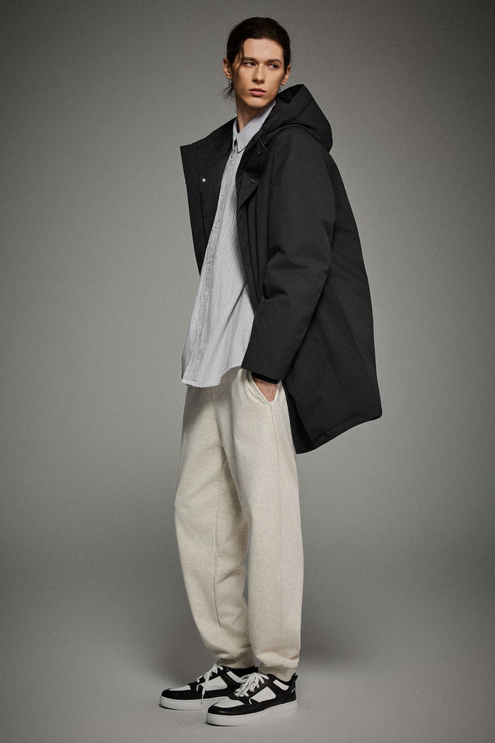 WeatherGuard Mid-Length Hooded Parka Jacket Orolay #color_black
