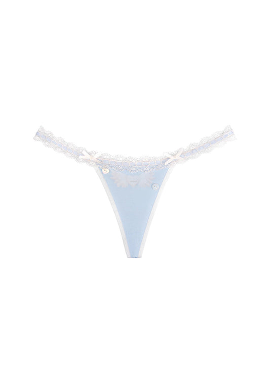 WHISPER LACE TRIM THONG BABY BLUE