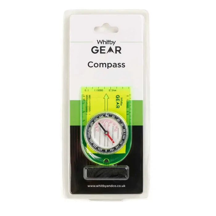 Whitby Gear Compact Compass packaging front detail on a white background