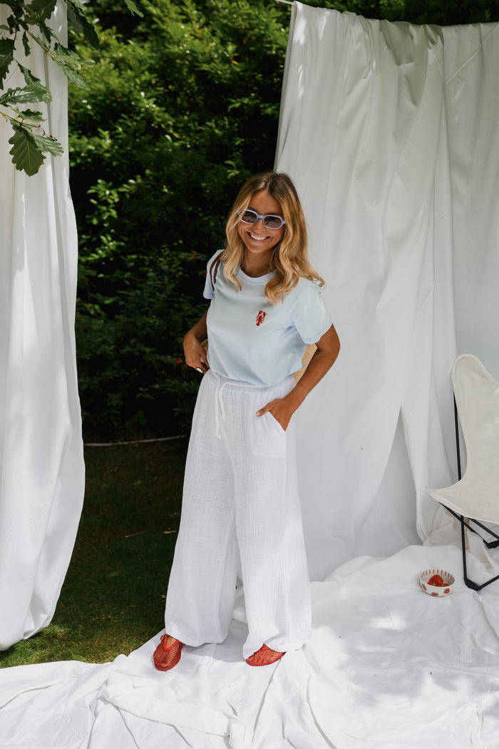 White Cotton Gauze Liana Trousers