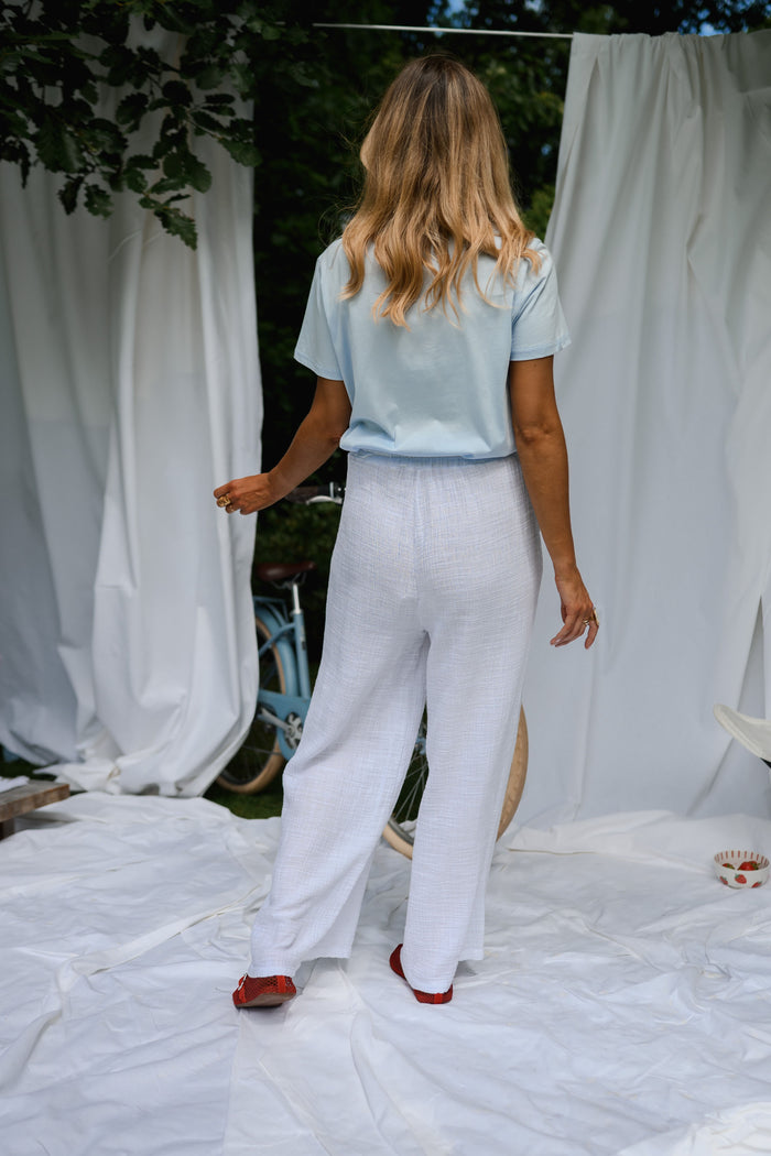 White Cotton Gauze Liana Trousers