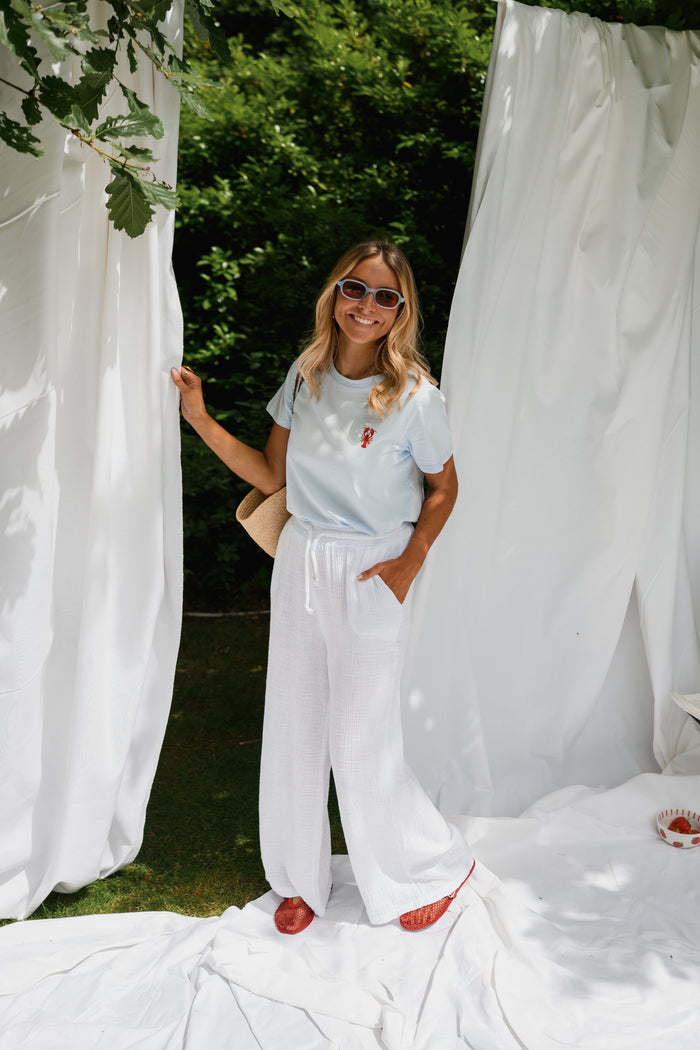 White Cotton Gauze Liana Trousers