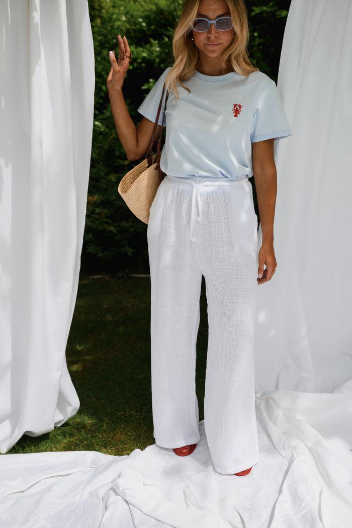 White Cotton Gauze Liana Trousers