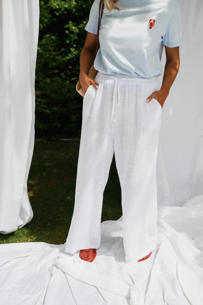 White Cotton Gauze Liana Trousers