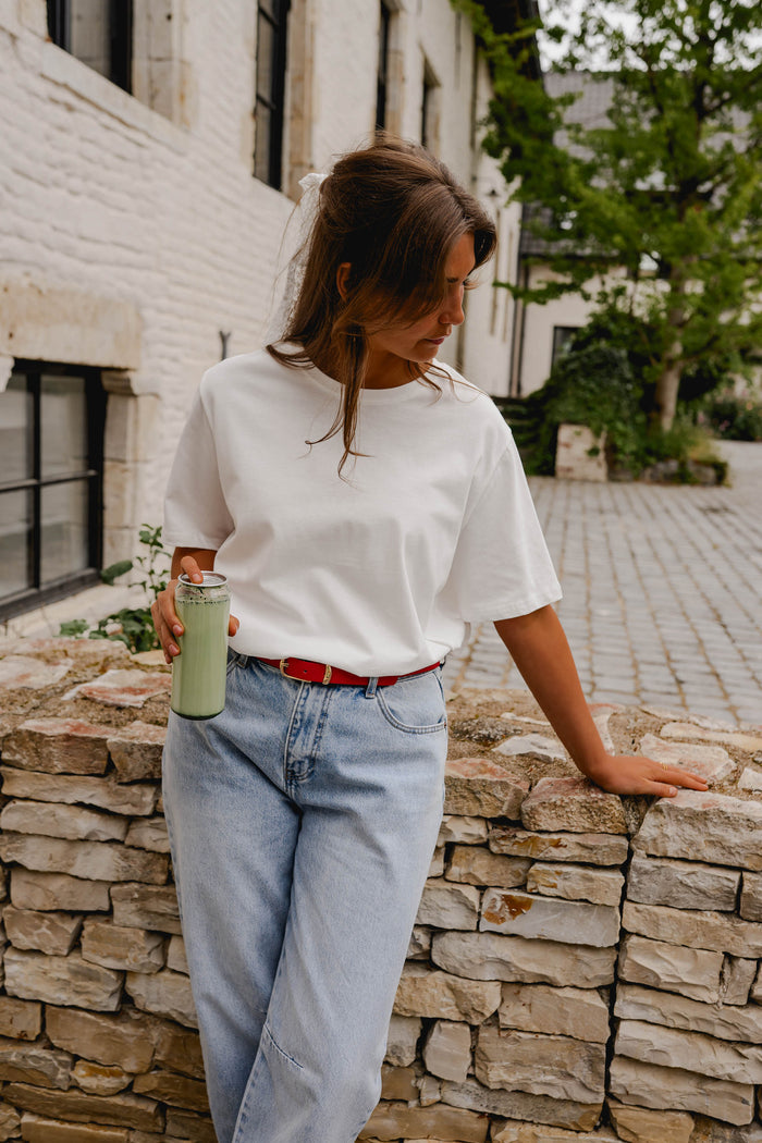 White Naya tee heart cut-out detail
