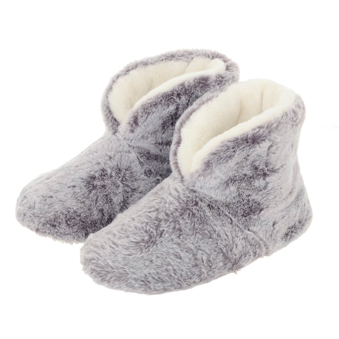 Womens Bootie Slippers Luxury Grey Faux Fur Non Slip - Orla UK 3