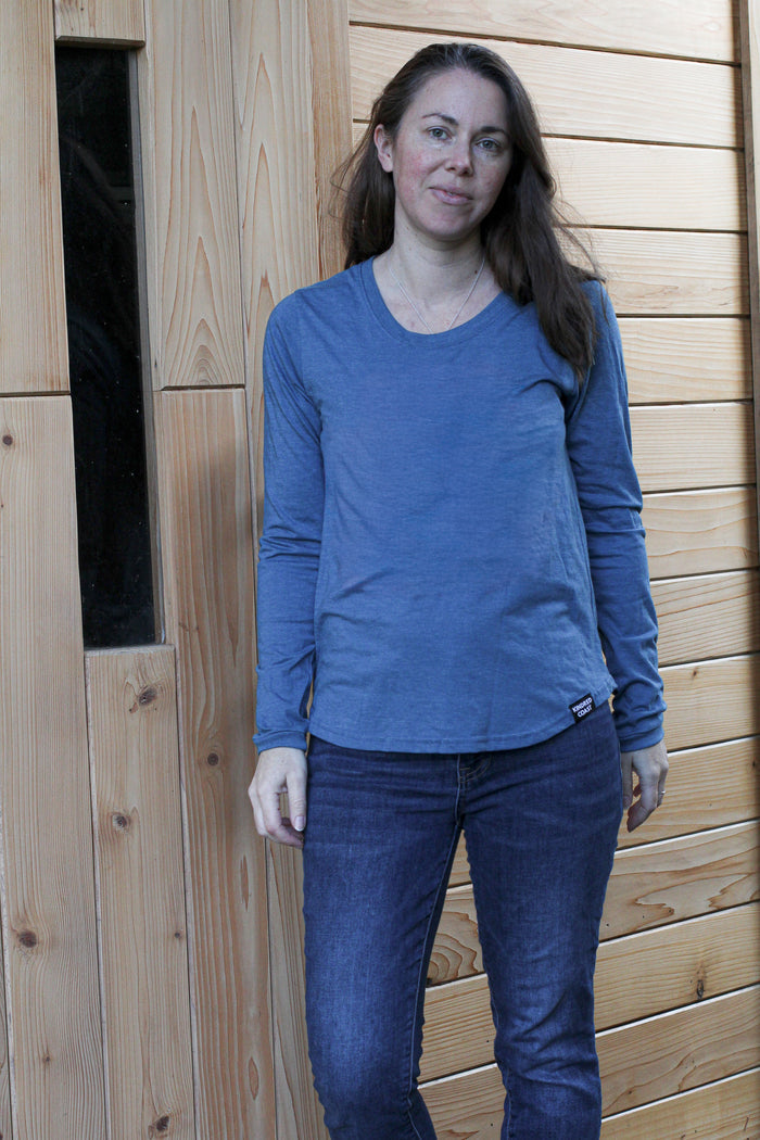 Women's Eco Long Sleeve Tee - Blank Apparel - Heather Teal
