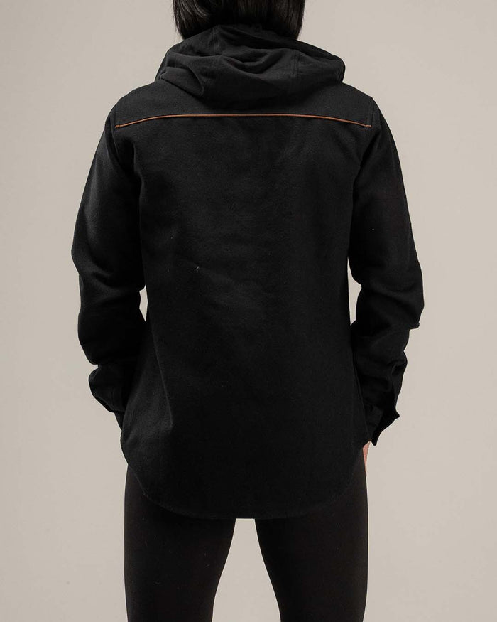 WOMEN'S HOODED FOREVER FLANNEL - BLACK