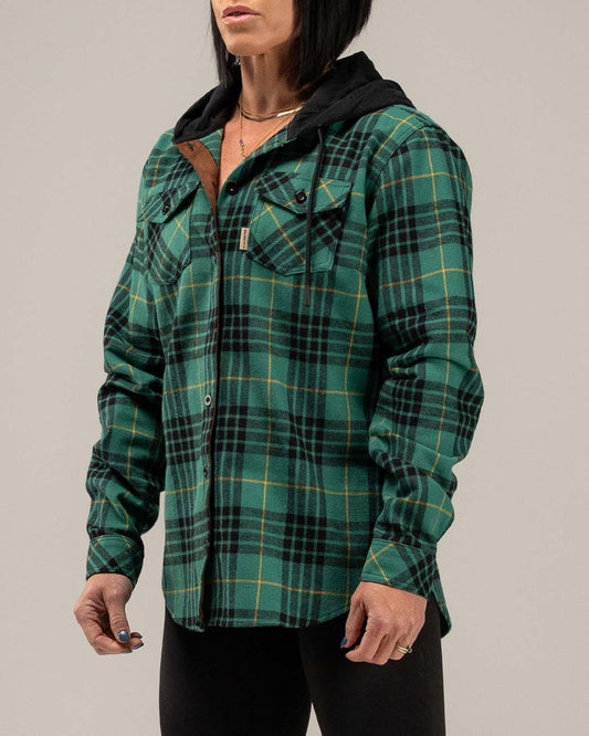 WOMEN'S HOODED FOREVER FLANNEL - GREEN