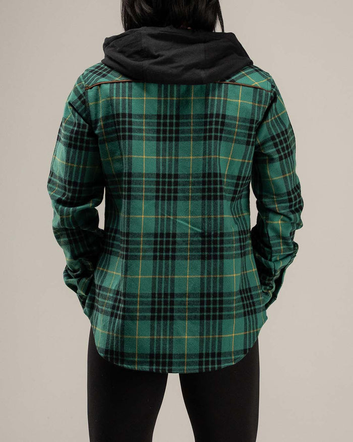 WOMEN'S HOODED FOREVER FLANNEL - GREEN