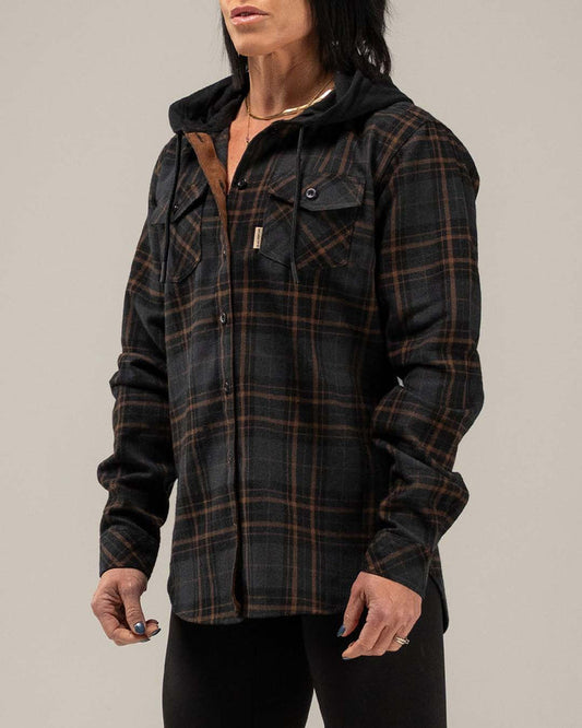 WOMEN'S HOODED FOREVER FLANNEL - NAVY