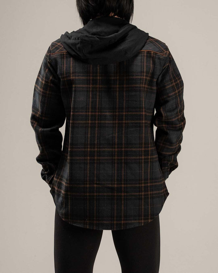 WOMEN'S HOODED FOREVER FLANNEL - NAVY