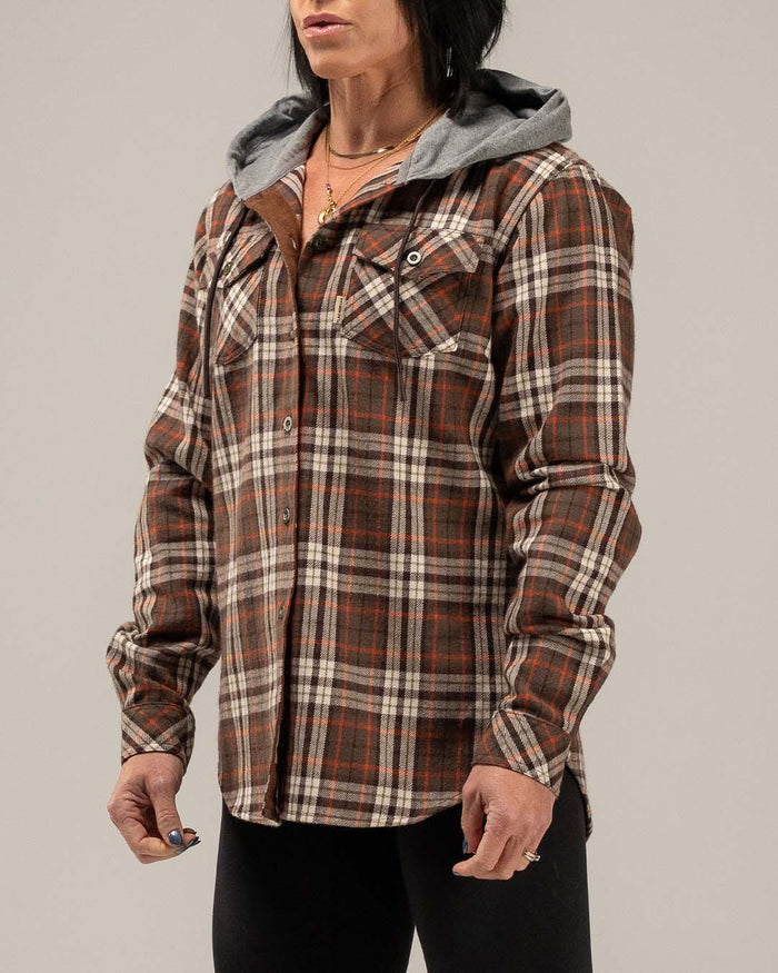 WOMEN'S HOODED FOREVER FLANNEL - ORANGE