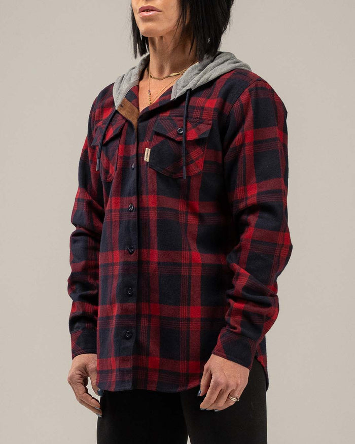 WOMEN'S HOODED FOREVER FLANNEL - RED