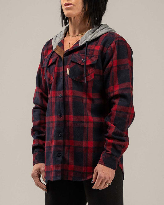 WOMEN'S HOODED FOREVER FLANNEL - RED