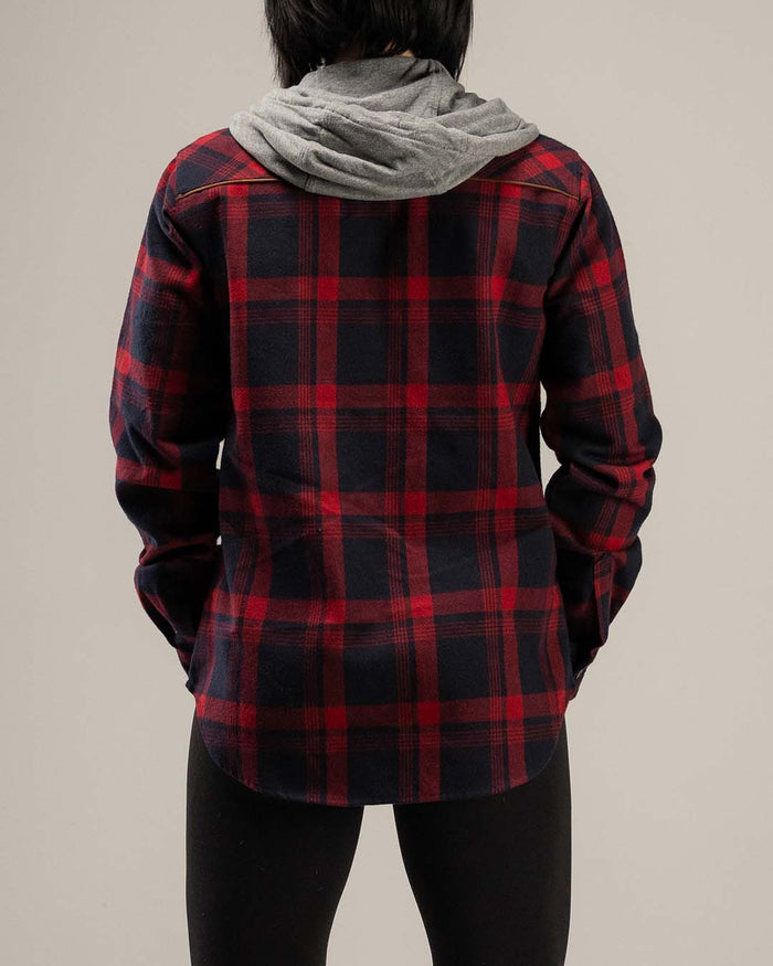 WOMEN'S HOODED FOREVER FLANNEL - RED