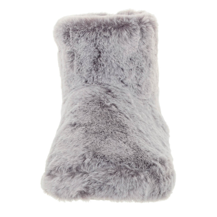 Womens Luxury Bootie Slippers Grey Faux Fur Non Slip - Isla