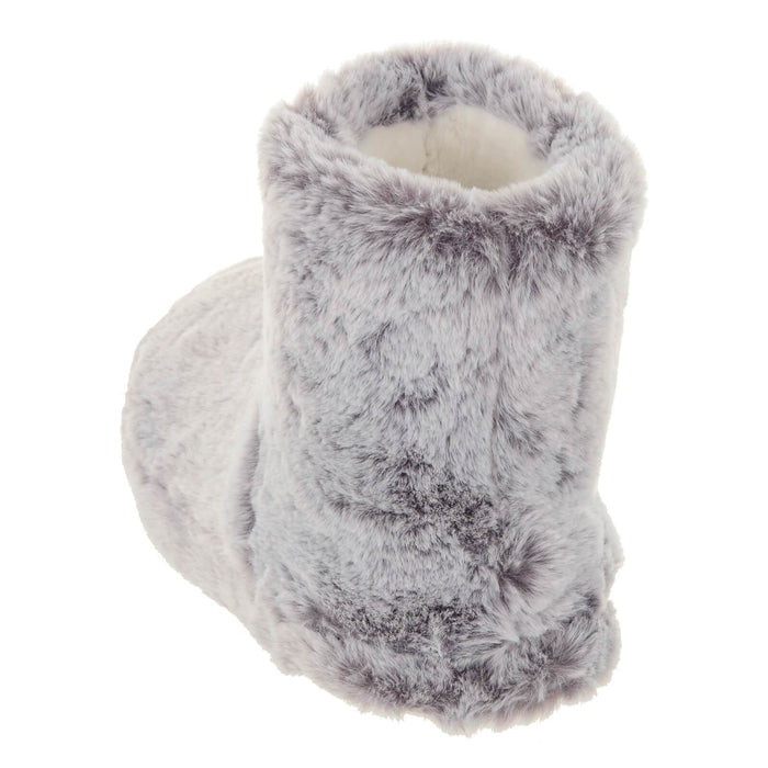 Womens Luxury Bootie Slippers Grey Faux Fur Non Slip - Isla