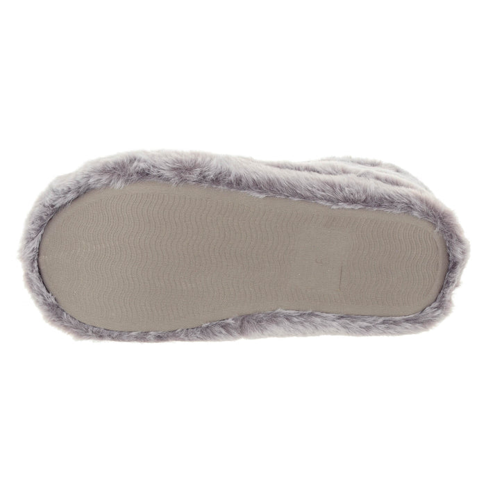 Womens Luxury Bootie Slippers Grey Faux Fur Non Slip - Isla