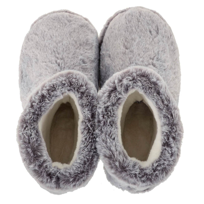 Womens Luxury Bootie Slippers Grey Faux Fur Non Slip - Isla