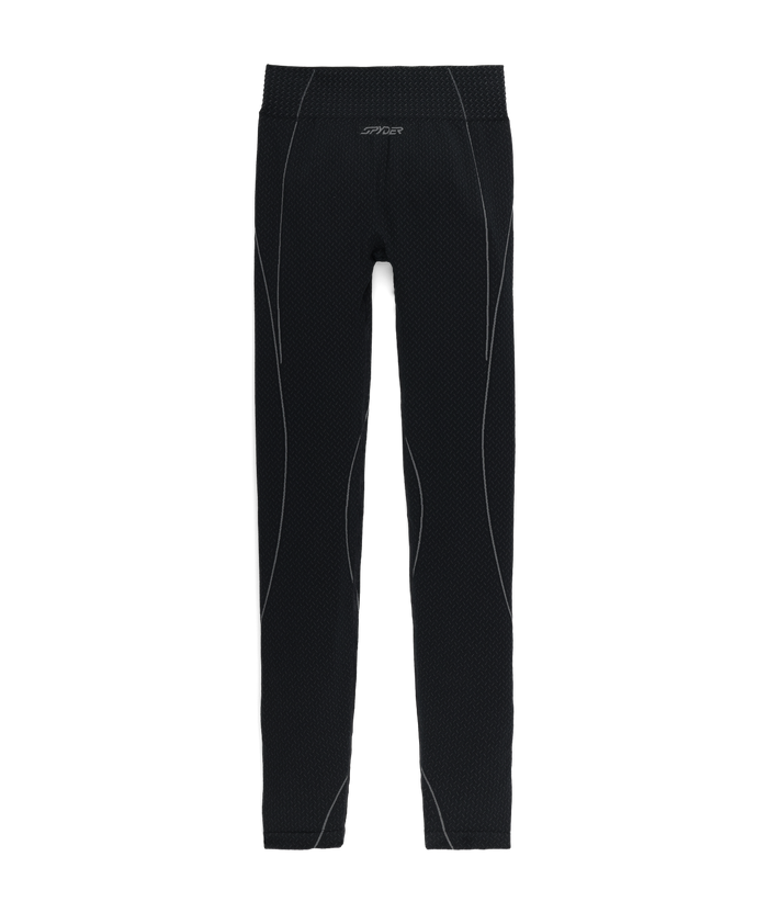 Black leggings with a brand logo on a white background
